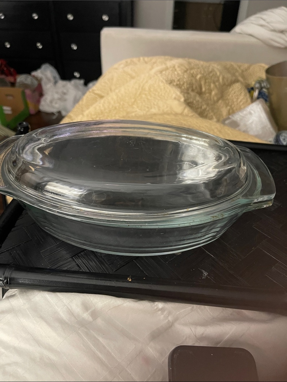 Clear Glass Covered Casserole Dish - Transparent- vintage Mexico